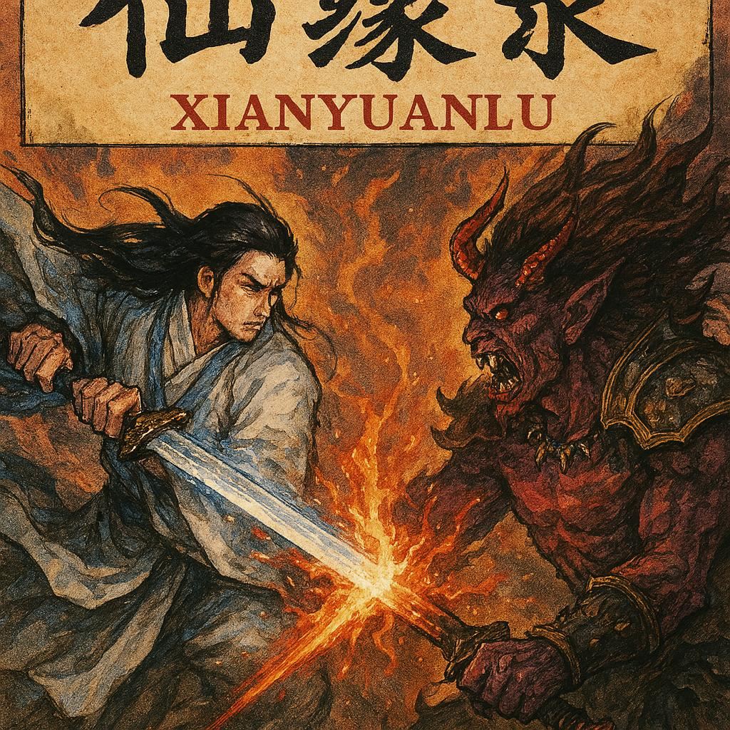 古风仙侠漫画《仙缘录》封面，仙侠与妖族对决场景